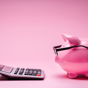 Piggy bank and calculator