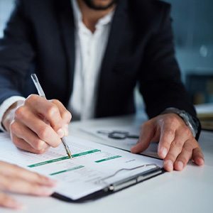 People go over paperwork